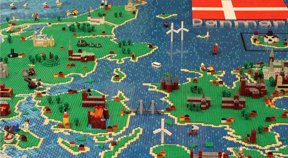 Denemarken in 3D kaart met LEGO!