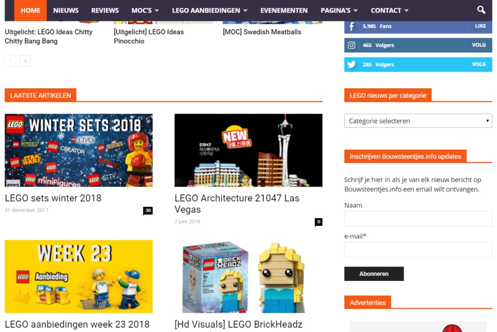 Nieuwsbrief optie Bouwsteentjes