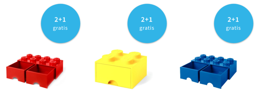 2+1 gratis op LEGO opbergboxen