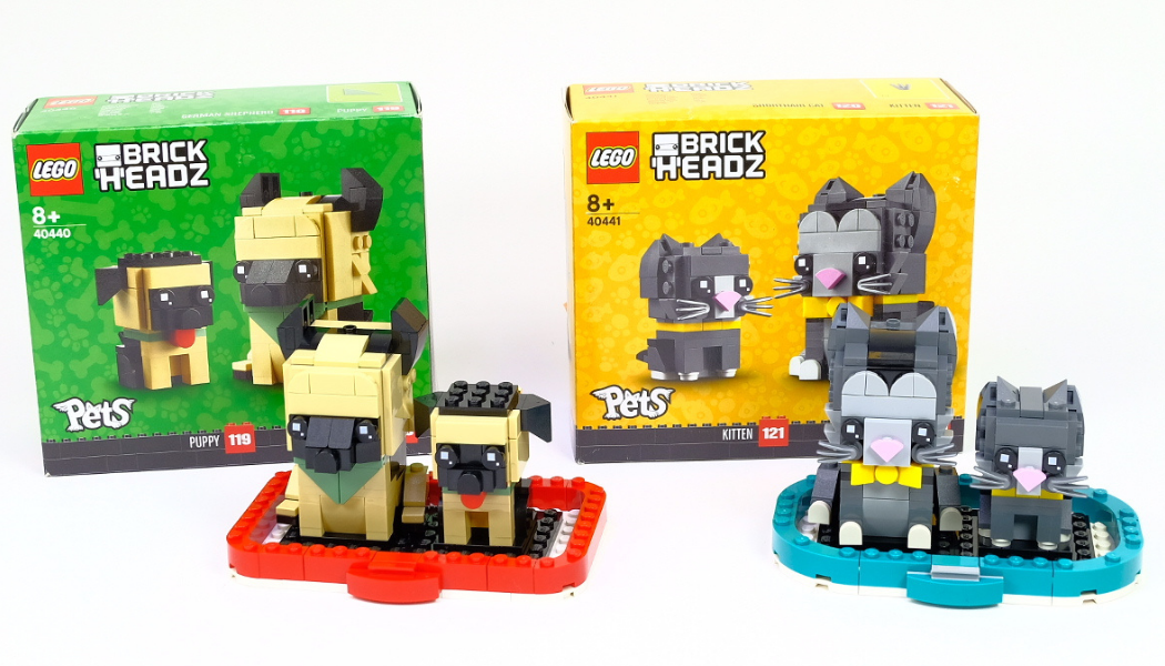 LEGO BrickHeadz Shorthair Cat & Kitten – German Shepherd & Puppy