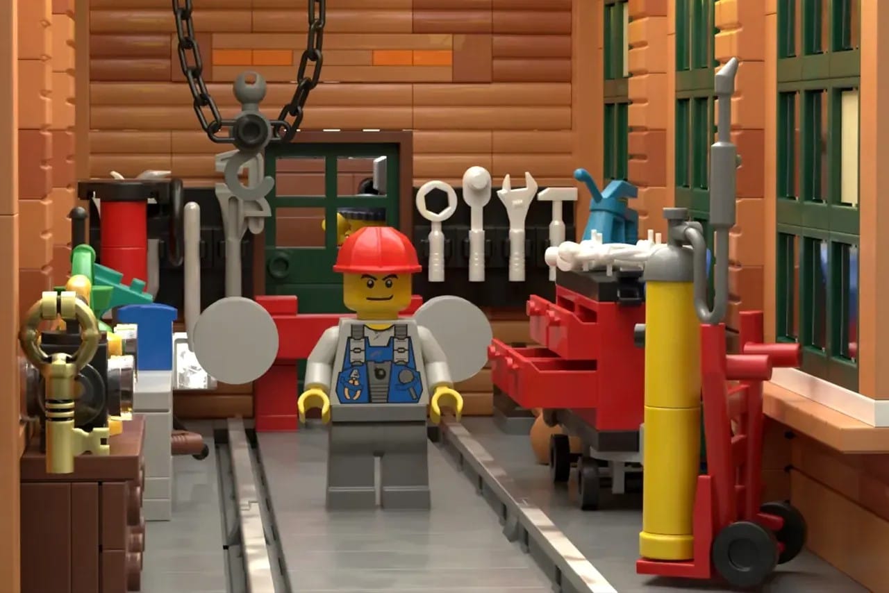 lego ideas the old train engine shed (4)