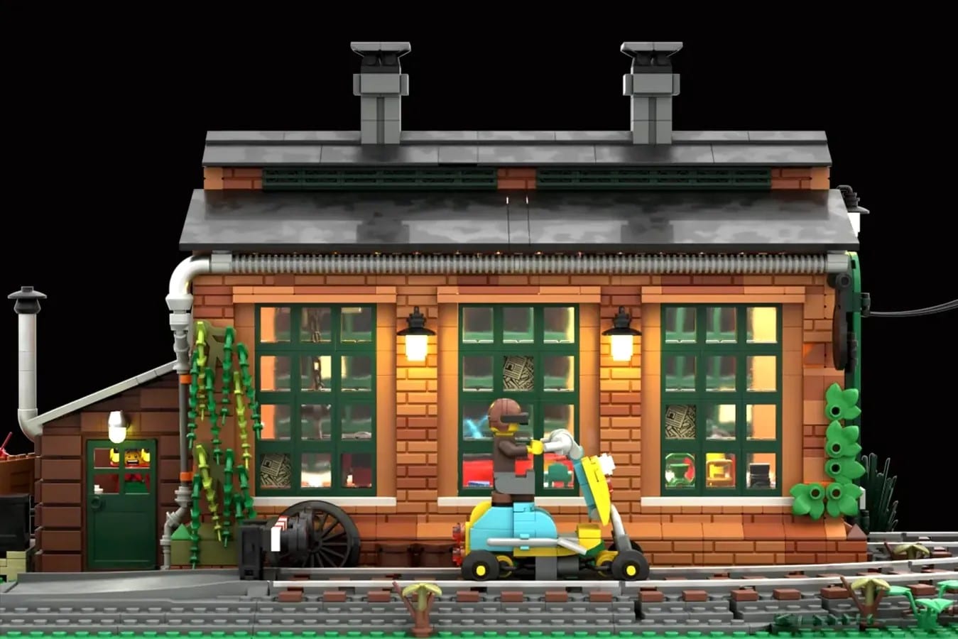 lego ideas the old train engine shed (6)