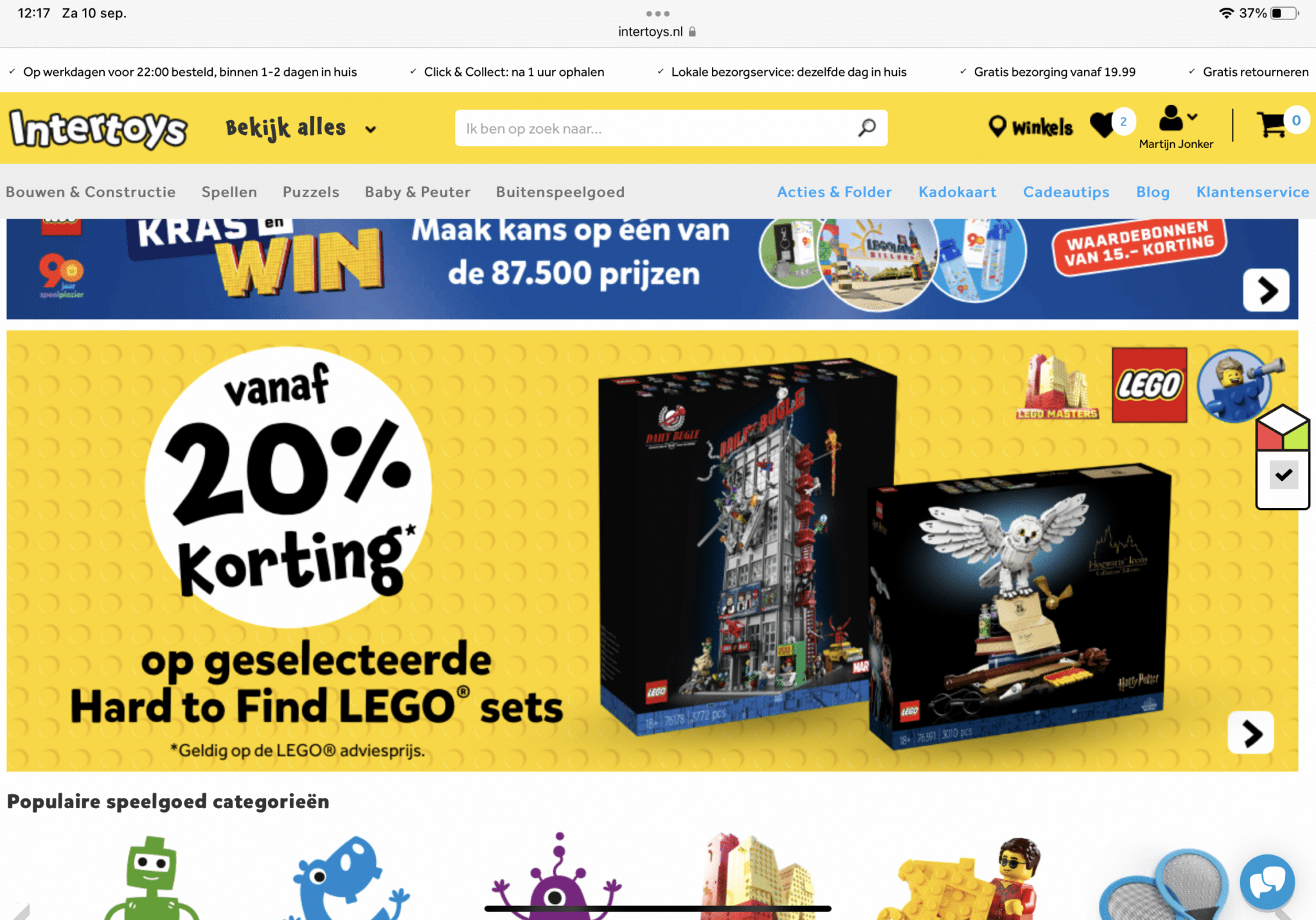 20 korting op geselecteerde hard to find Lego sets bij