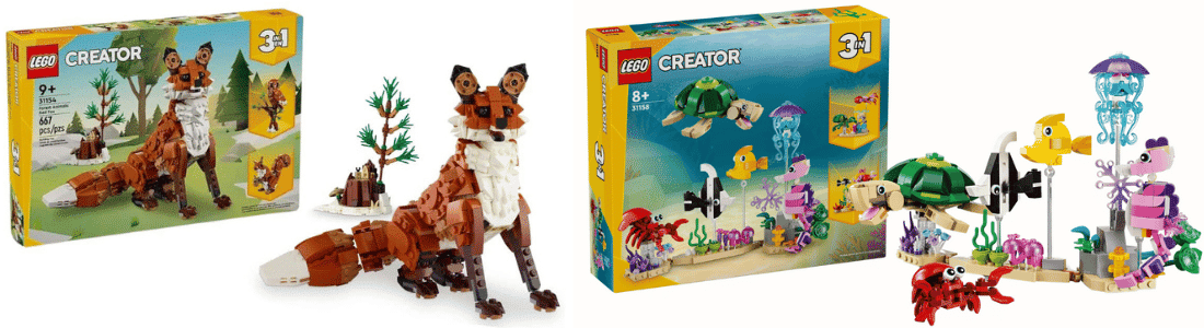 lego creator 31154 forest animals red fox & lego creator 31158 sea creatures