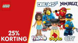 25% korting op alle lego city, friends, ninjago, duplo, technic en dreamzzz sets