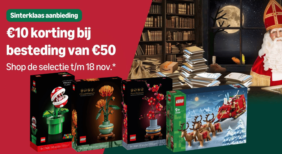 €10 extra Sinterklaaskorting bij Amazon op o.a. LEGO