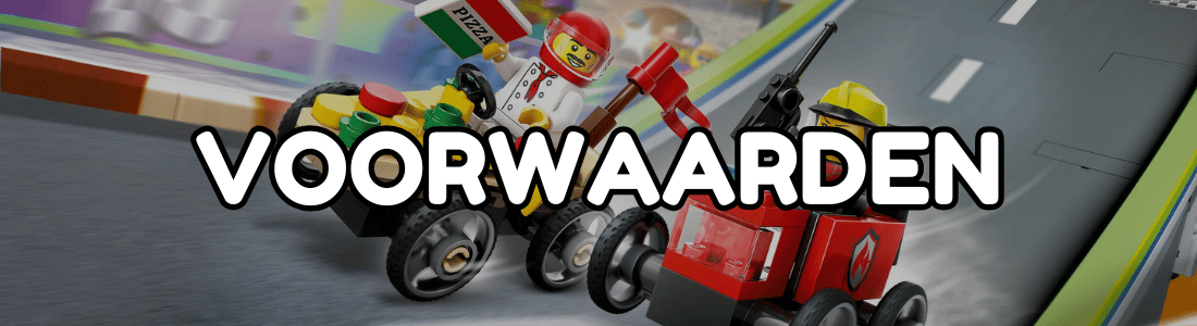 bouw een lego zeepkist racewagen voorwaarden