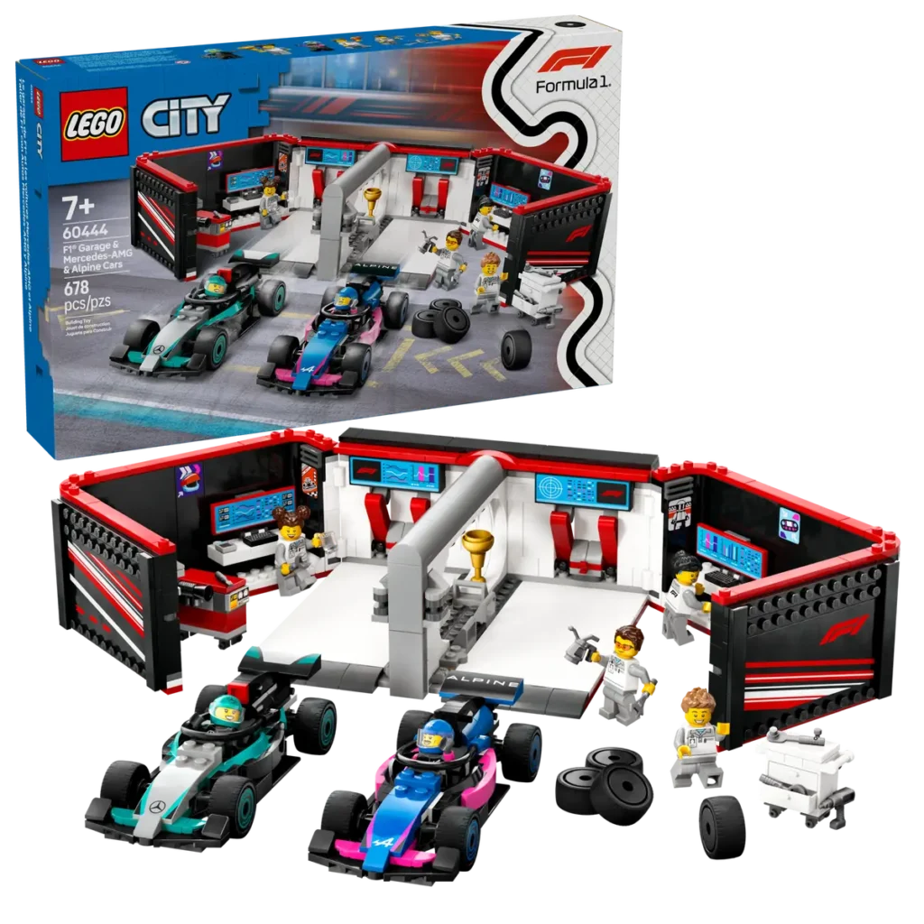 lego city 60444 f1 garage & mercedes amg & alpine cars