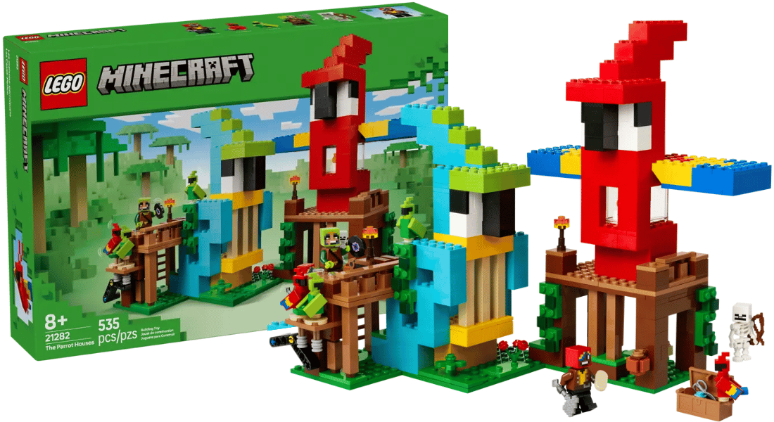 LEGO Minecraft 21282 The Parrot Houses onthuld – breid jouw Minecraftwereld uit in maart