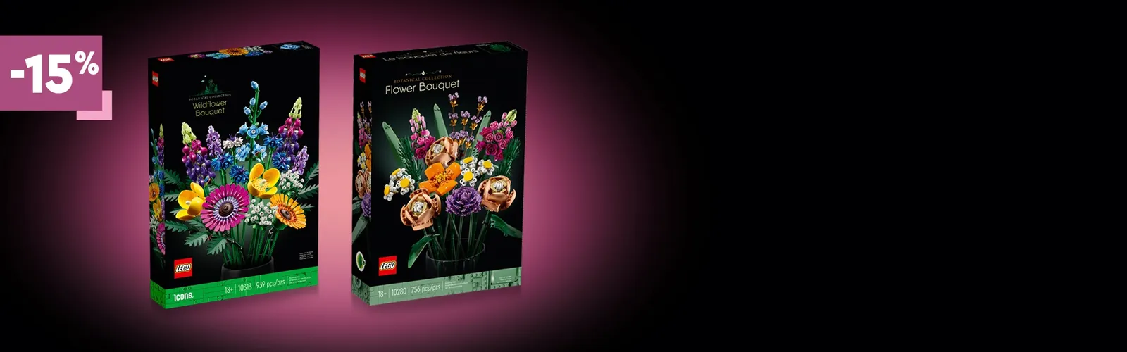 tijdloze lego bloemenbundel 15% korting op lego botanicals