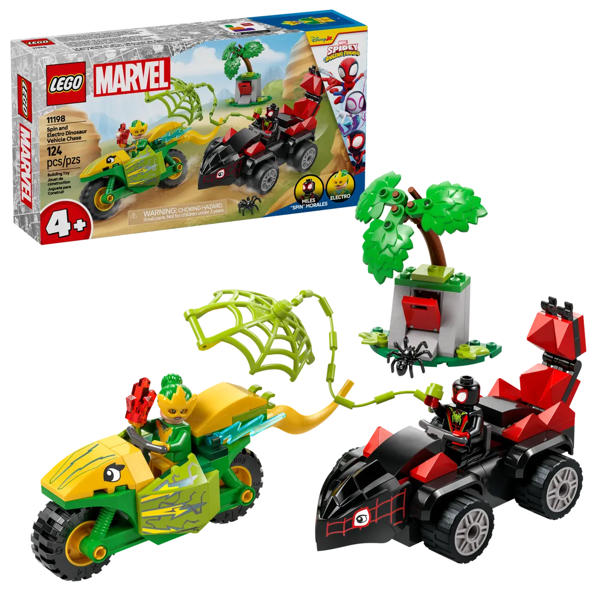 lego marvel 11198 spin and electro dinosaur vehicle race