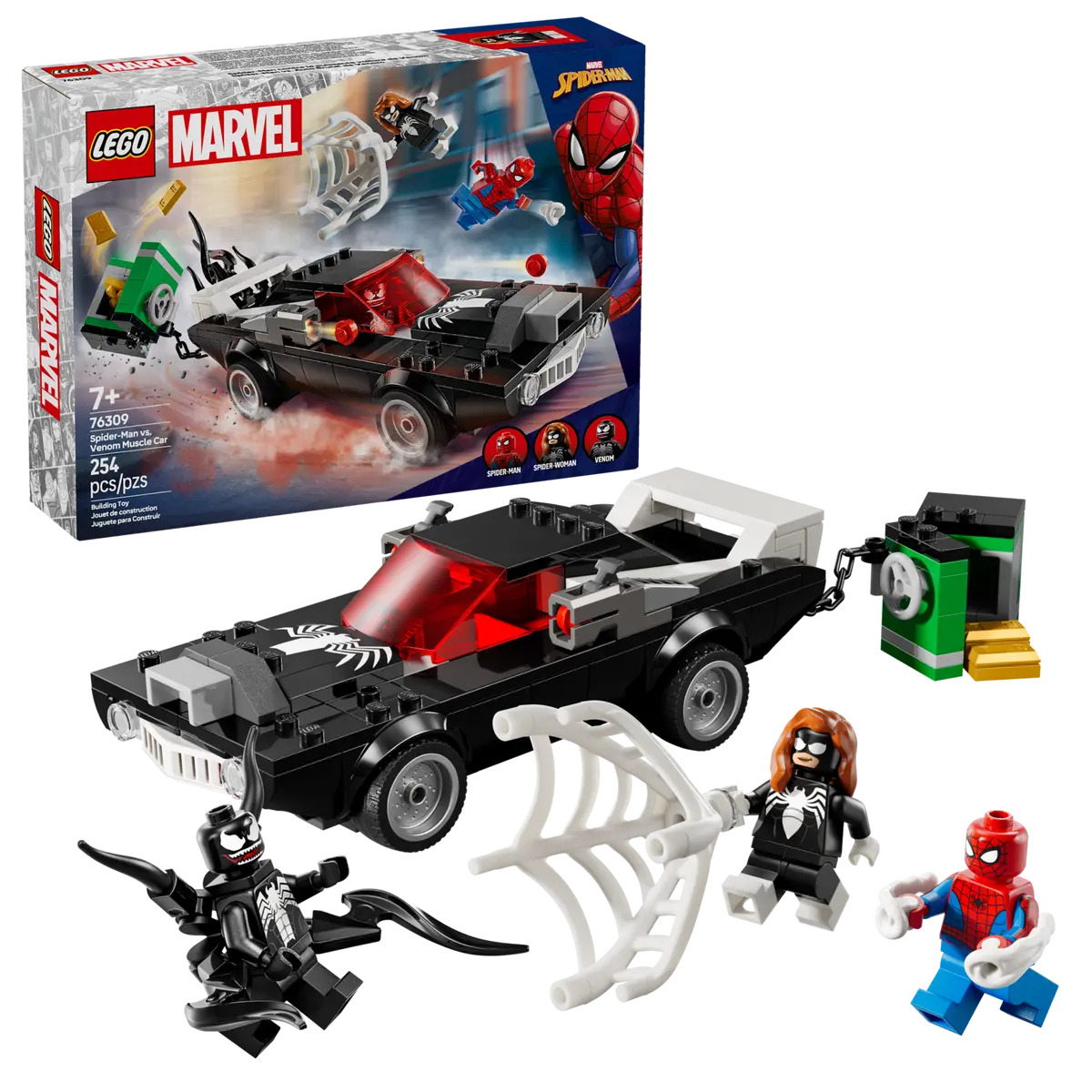 lego marvel 76309 spider man vs. venom muscle car