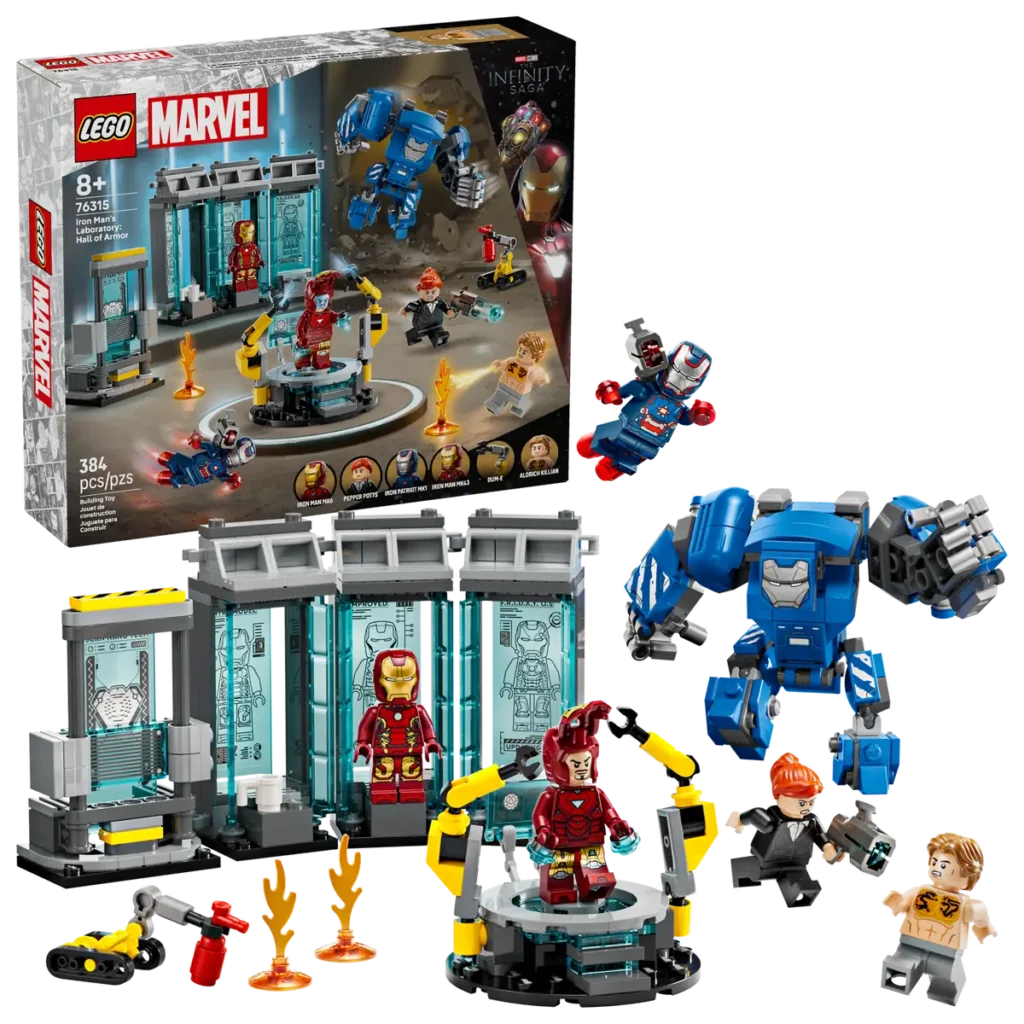 lego marvel 76315 iron man’s laboratory hall of armor