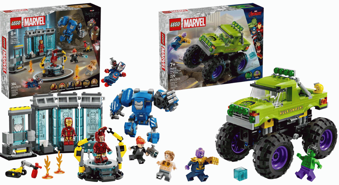 LEGO Marvel Iron Man’s Laboratory: Hall of Armor & LEGO Marvel The Hulk Truck vs. Thanos onthuld