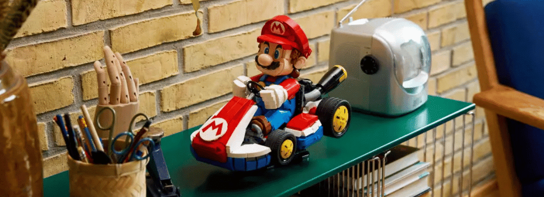 lego super mario 72037 mario kart mario & standard kart banner