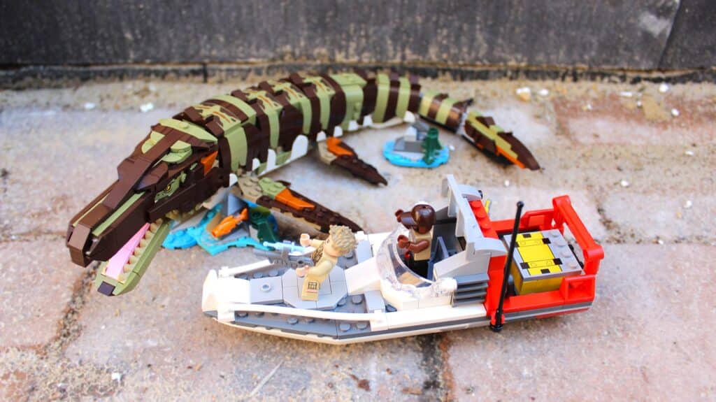 lego jurassic world 76974 brick built mosasaurus boat mission 06
