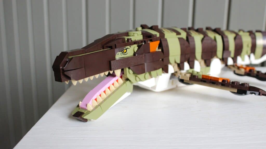 lego jurassic world 76974 brick built mosasaurus boat mission 16