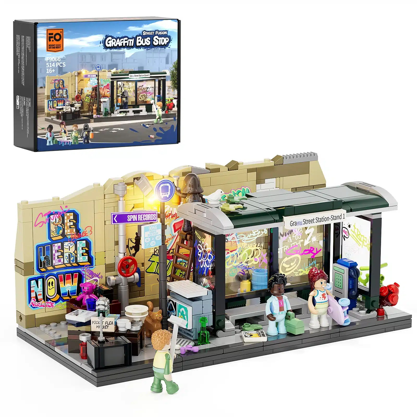 funwhole lumibricks f9066 graffiti bus stop