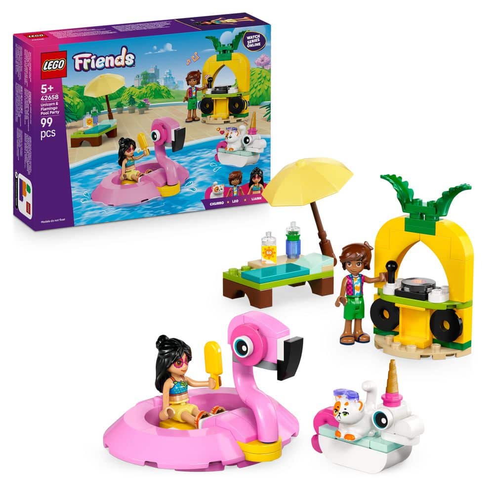 lego friends 42658 unicorn & flamingo pool party