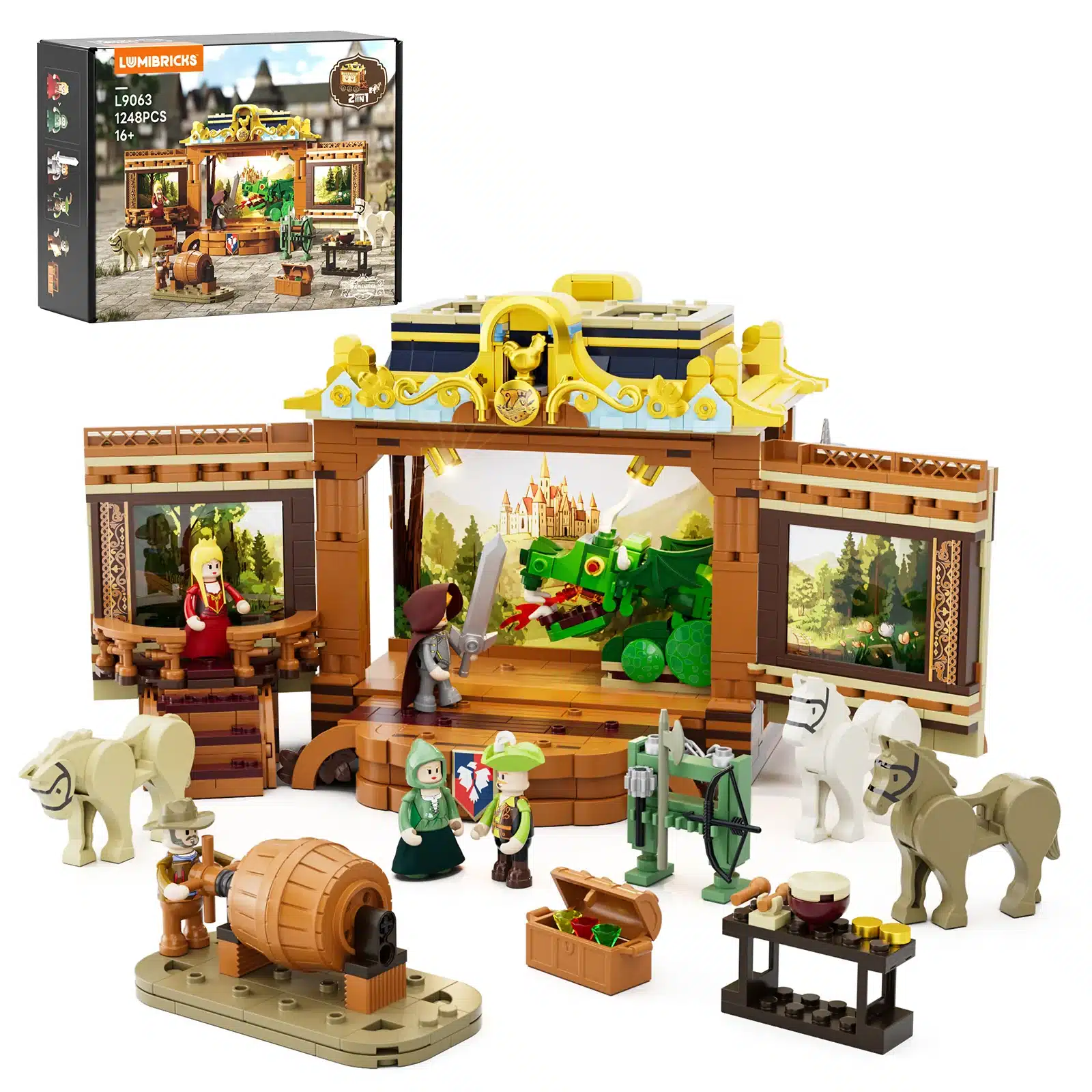 funwhole lumibricks l9063 medieval troupe carriage