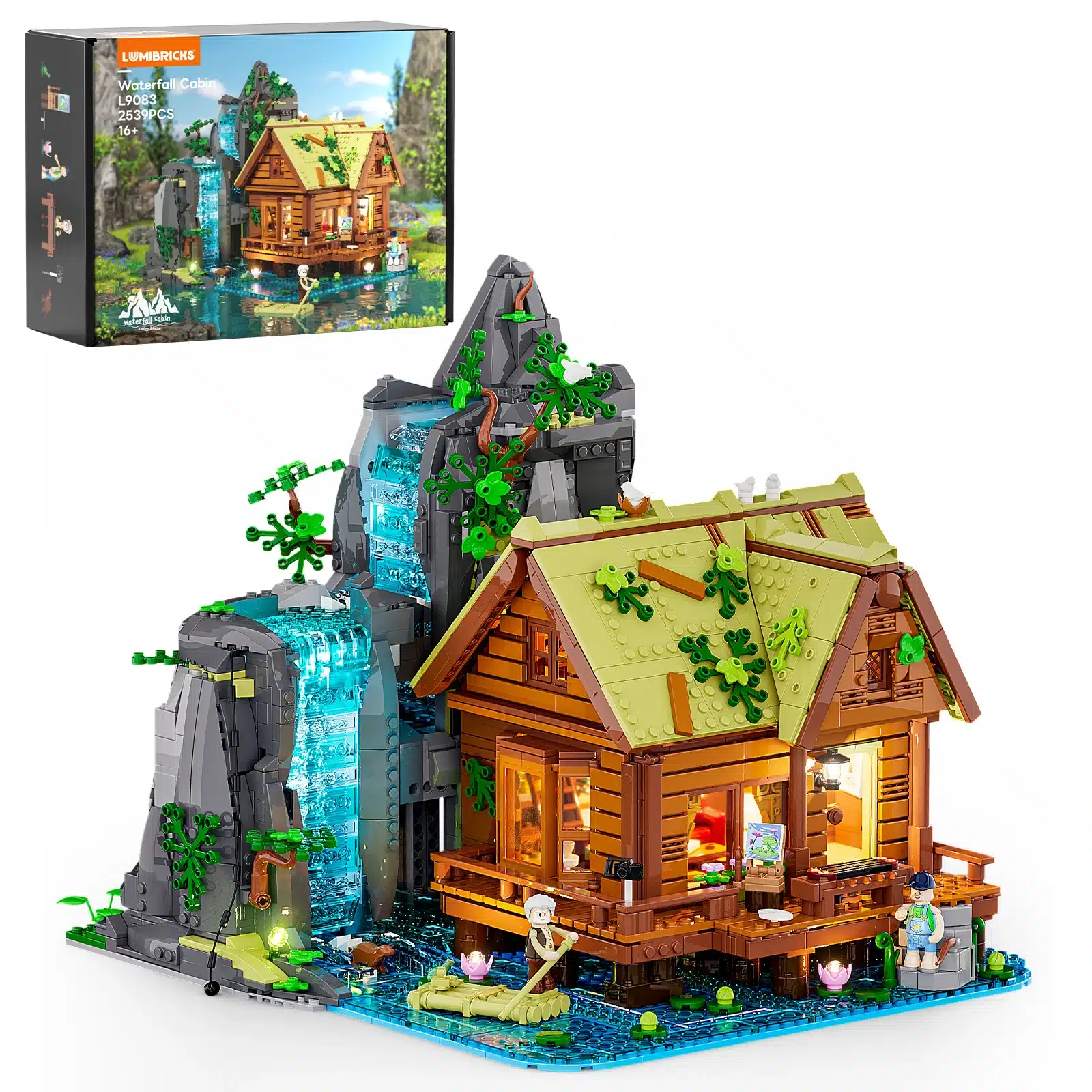 funwhole lumibricks l9083 waterfall cabin