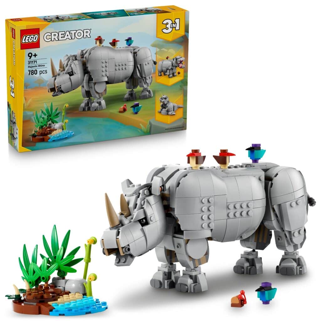 lego creator 31171 wild animals majestic rhino with birds (1)