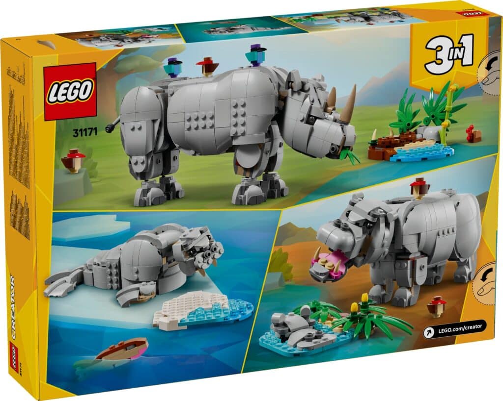 lego creator 31171 wild animals majestic rhino with birds (5)