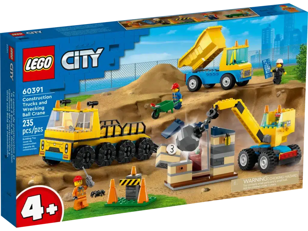 lego city 60391 construction trucks and wrecking ball crane
