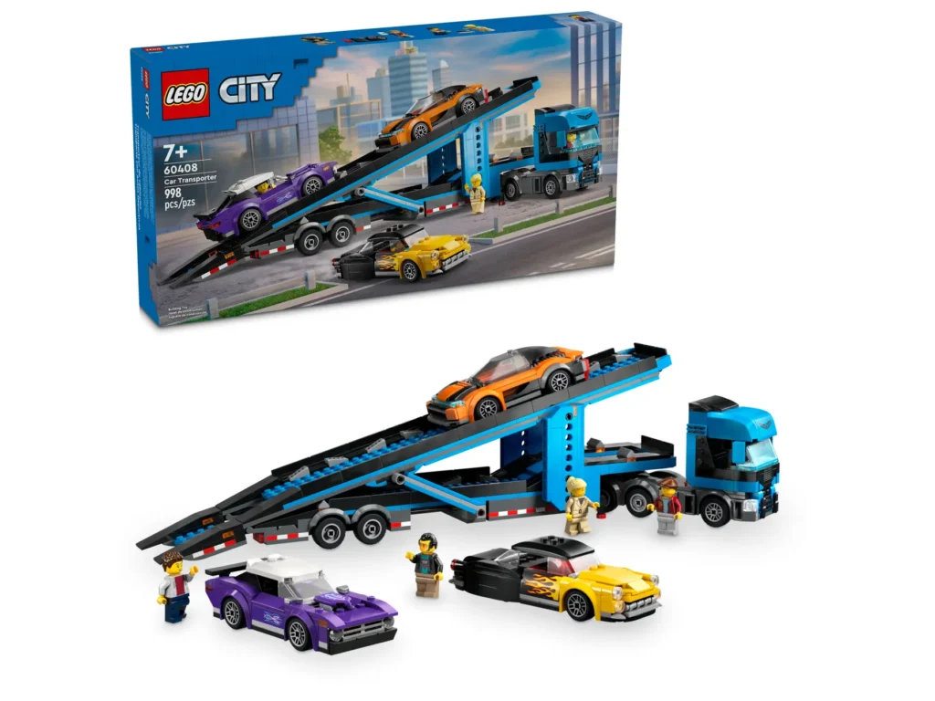 lego city 60408 car transporter truck with sports cars