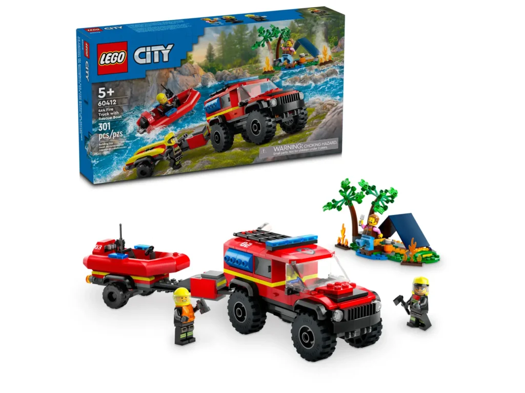 lego city 60412 4x4 fire engine with rescue boat