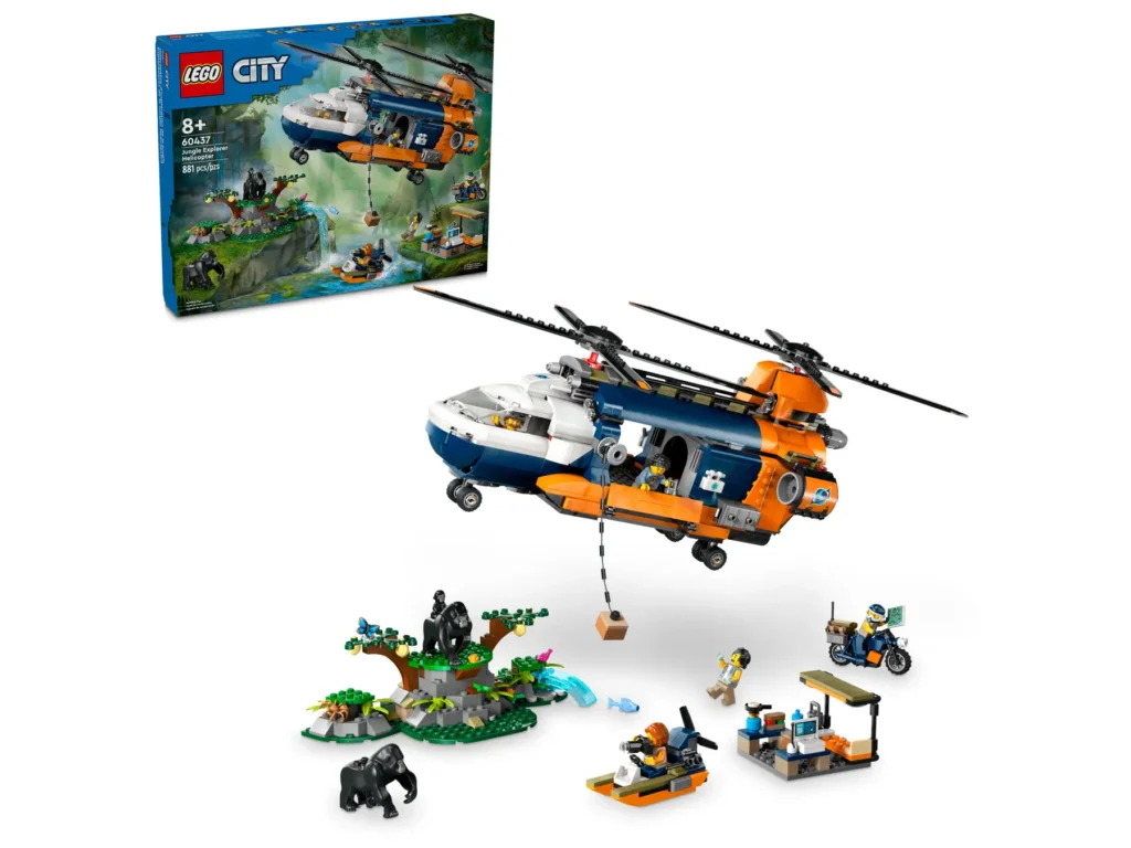 lego city 60437 jungle explorer helicopter at base camp