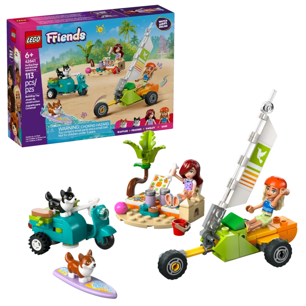 lego friends 42641 surfing dogs and scooter adventure