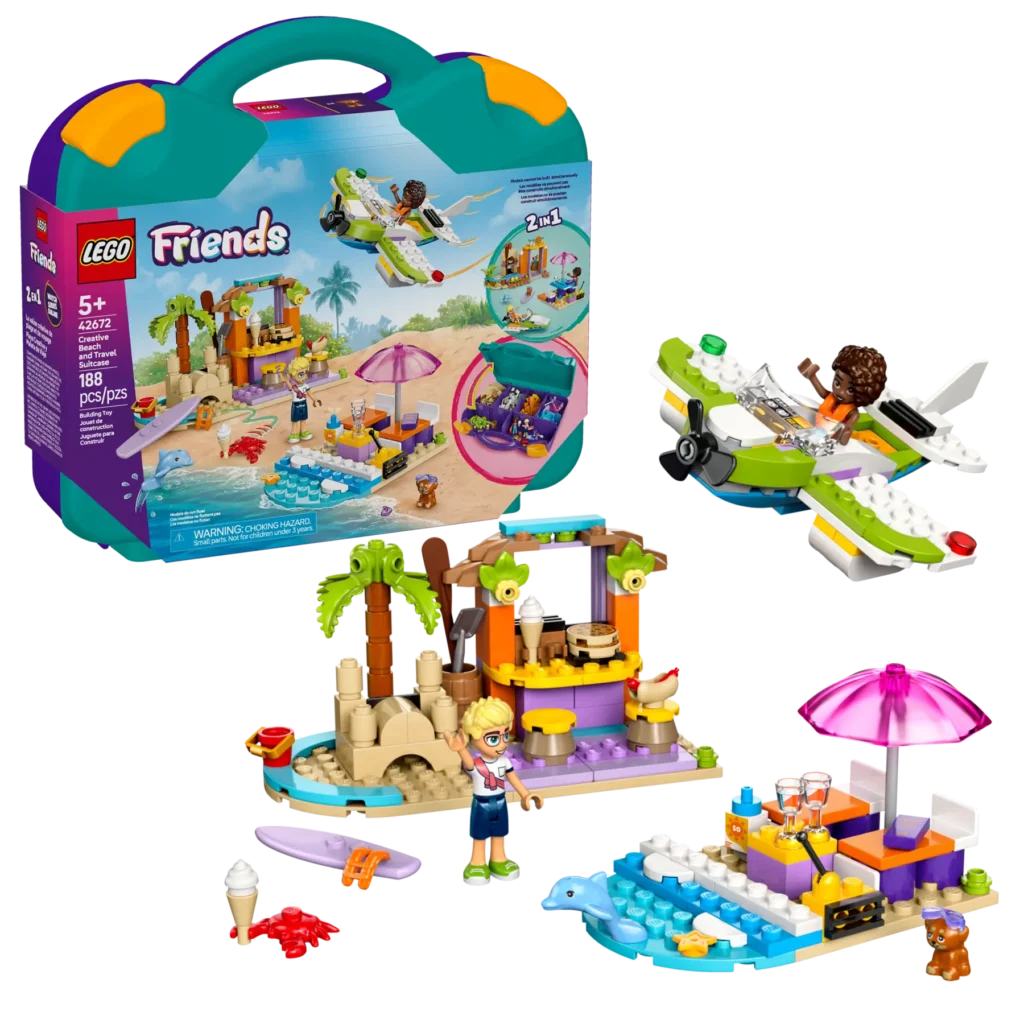 lego friends 42672 creative beach and travel suitcase