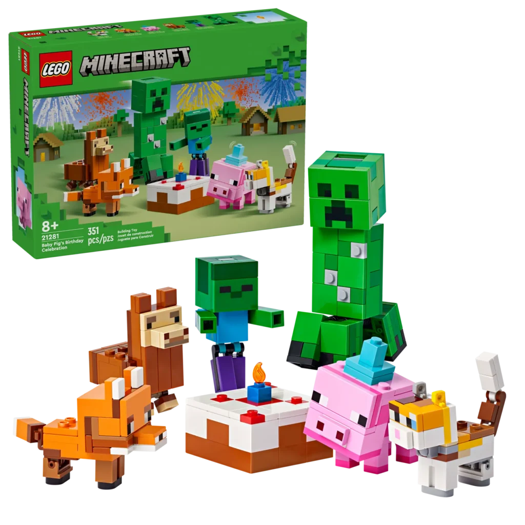 lego minecraft 21281 baby pig's birthday celebration