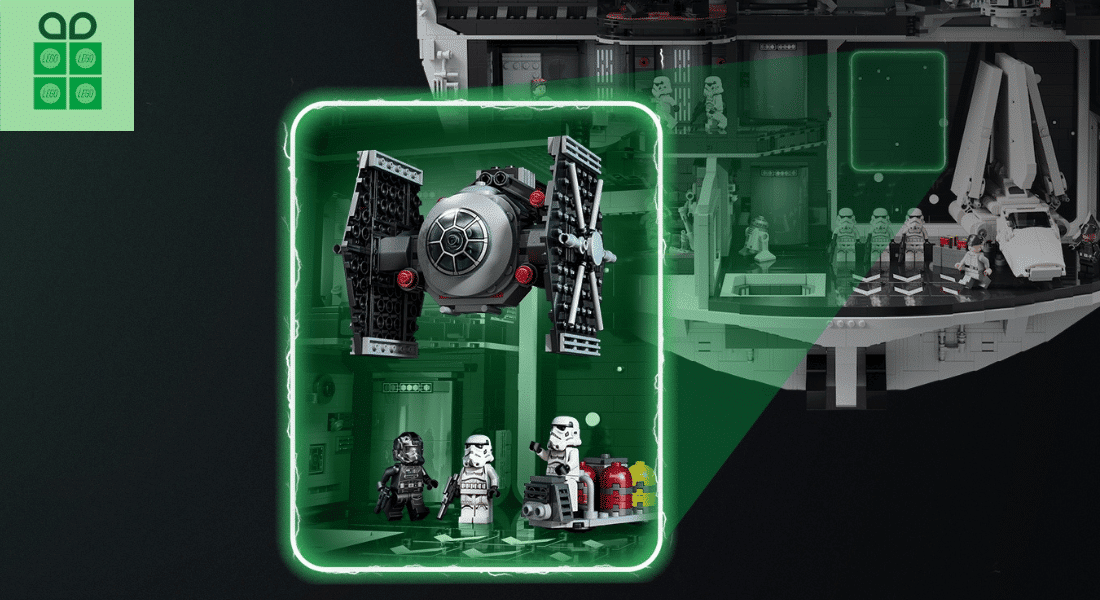 Krijg de LEGO Star Wars 40771 Tie Fighter with Imperial Hangar Rack cadeau bij de nieuwe UCS Death Star