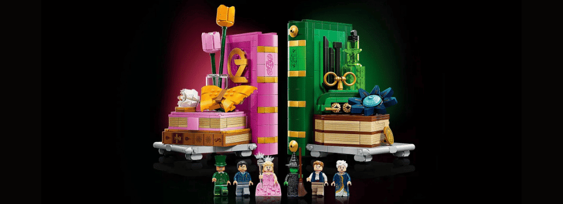 lego wicked 75691 glinda & elphaba bookends