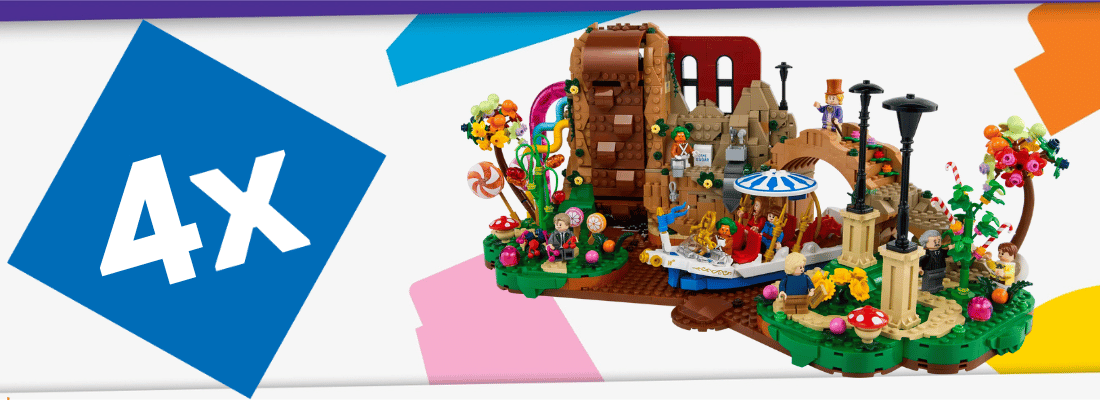 4x lego insiders punten op lego ideas 21360 willy wonka & the chocolate factory