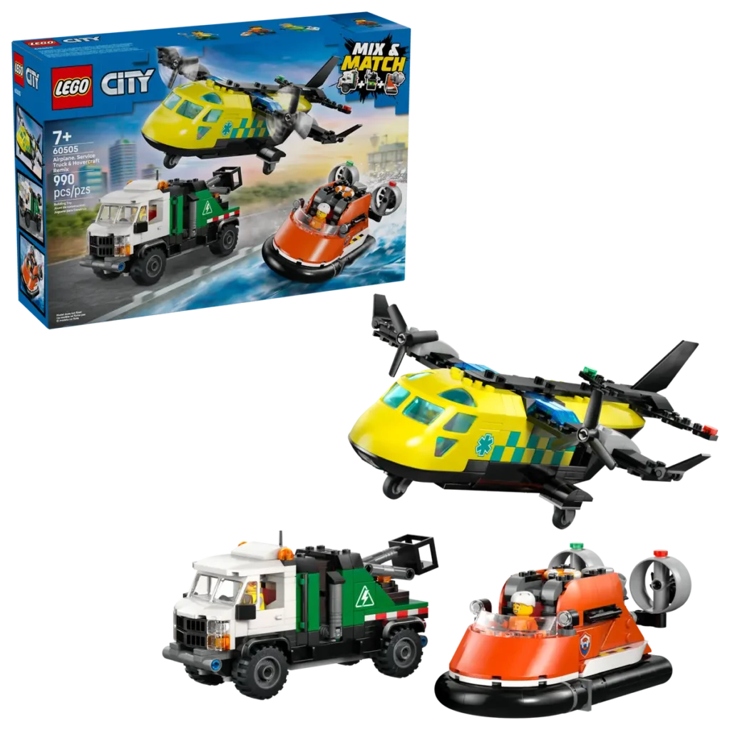 lego city 60505 airplane, service truck & hovercraft remix (1)