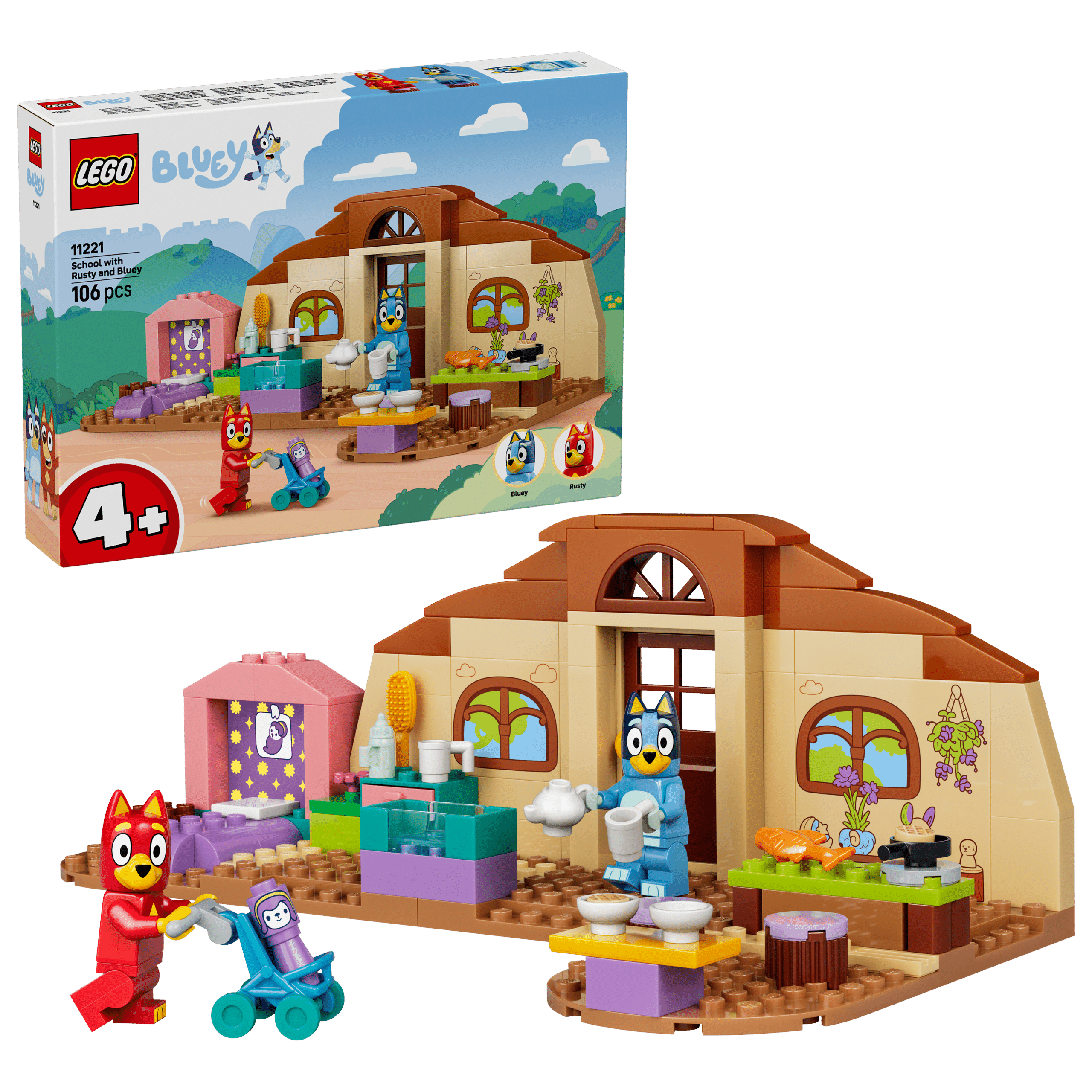 lego bluey 11221 school with rusty and bluey