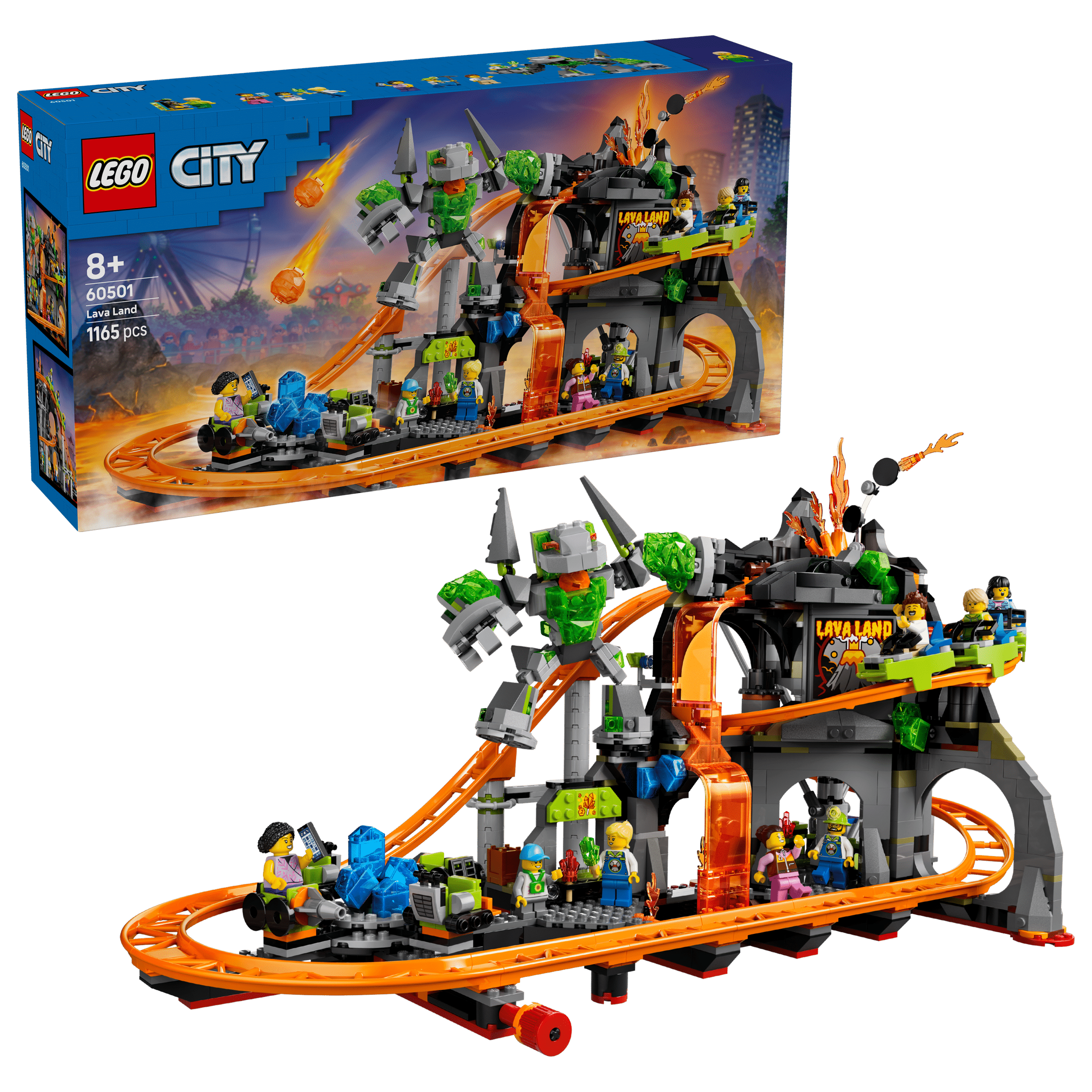 lego city 60501 lava land roller coaster park