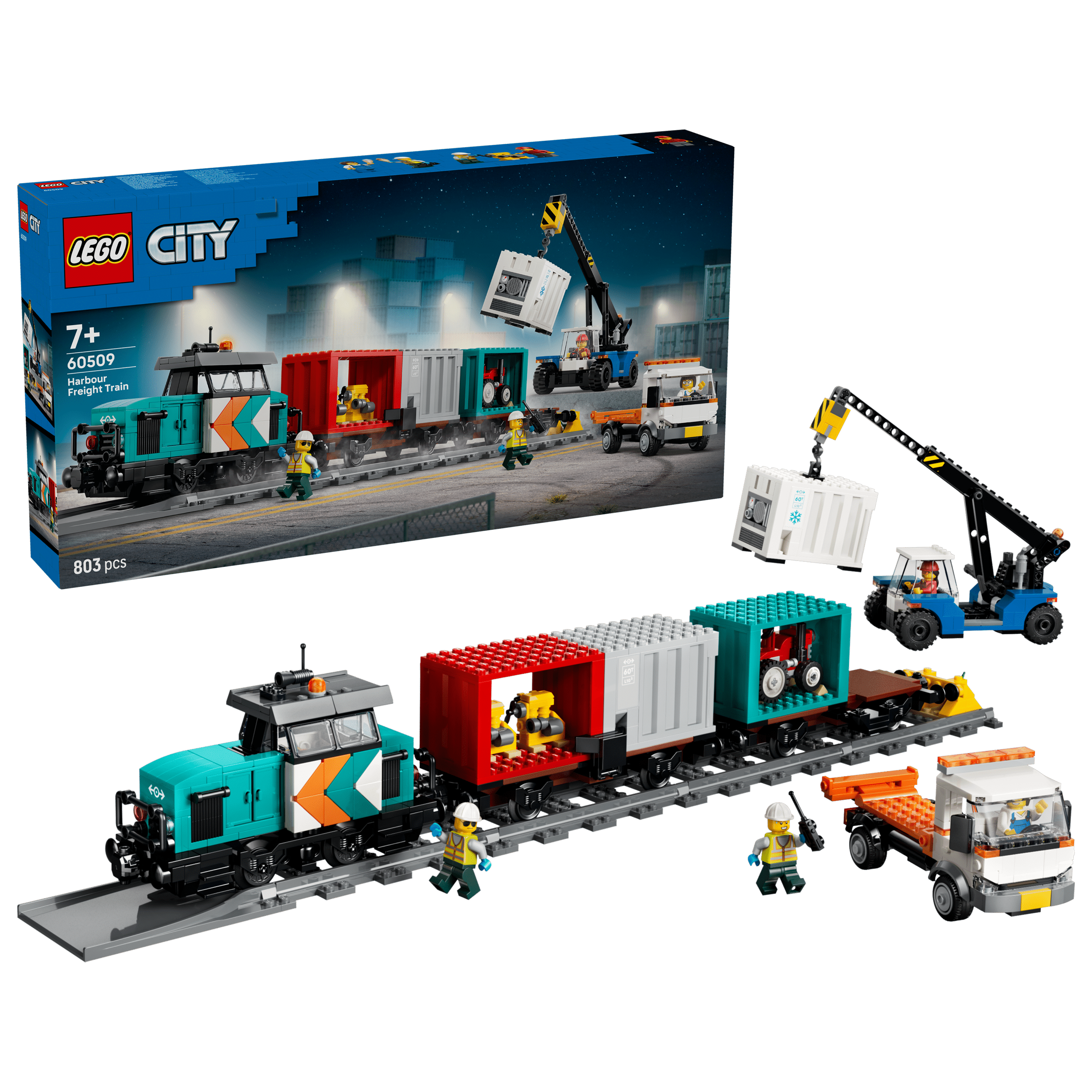 lego city 60509 harbour freight train with crane & truck