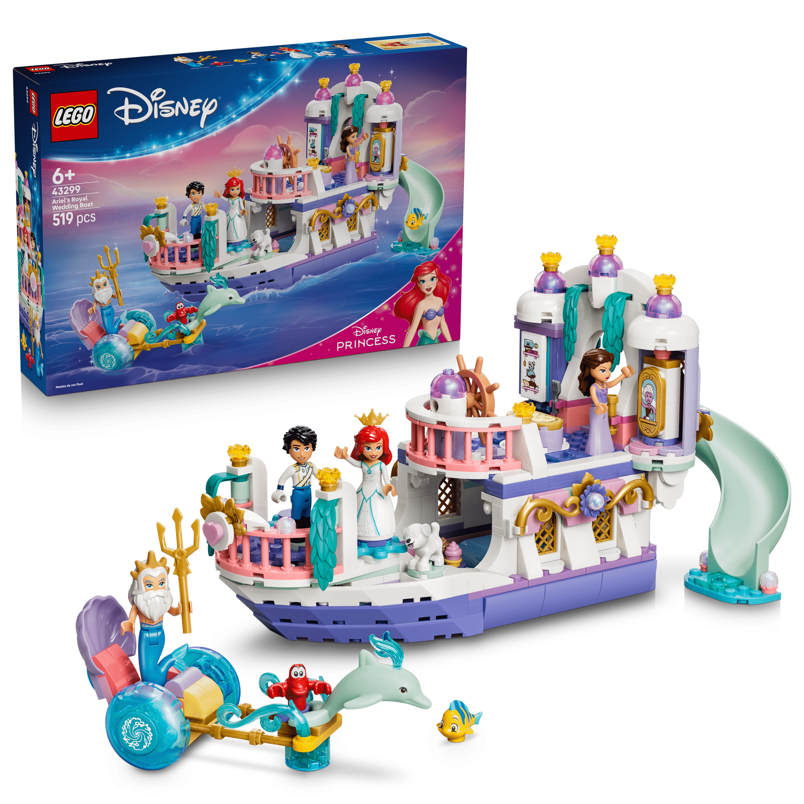 lego disney 43299 ariel’s royal wedding boat