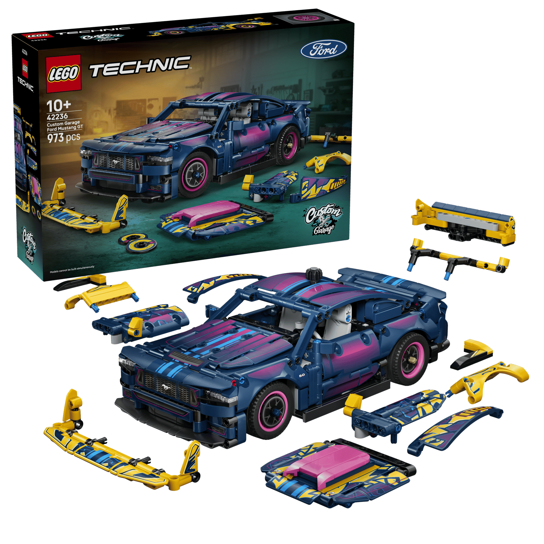 lego technic 42236 custom garage ford mustang gt car