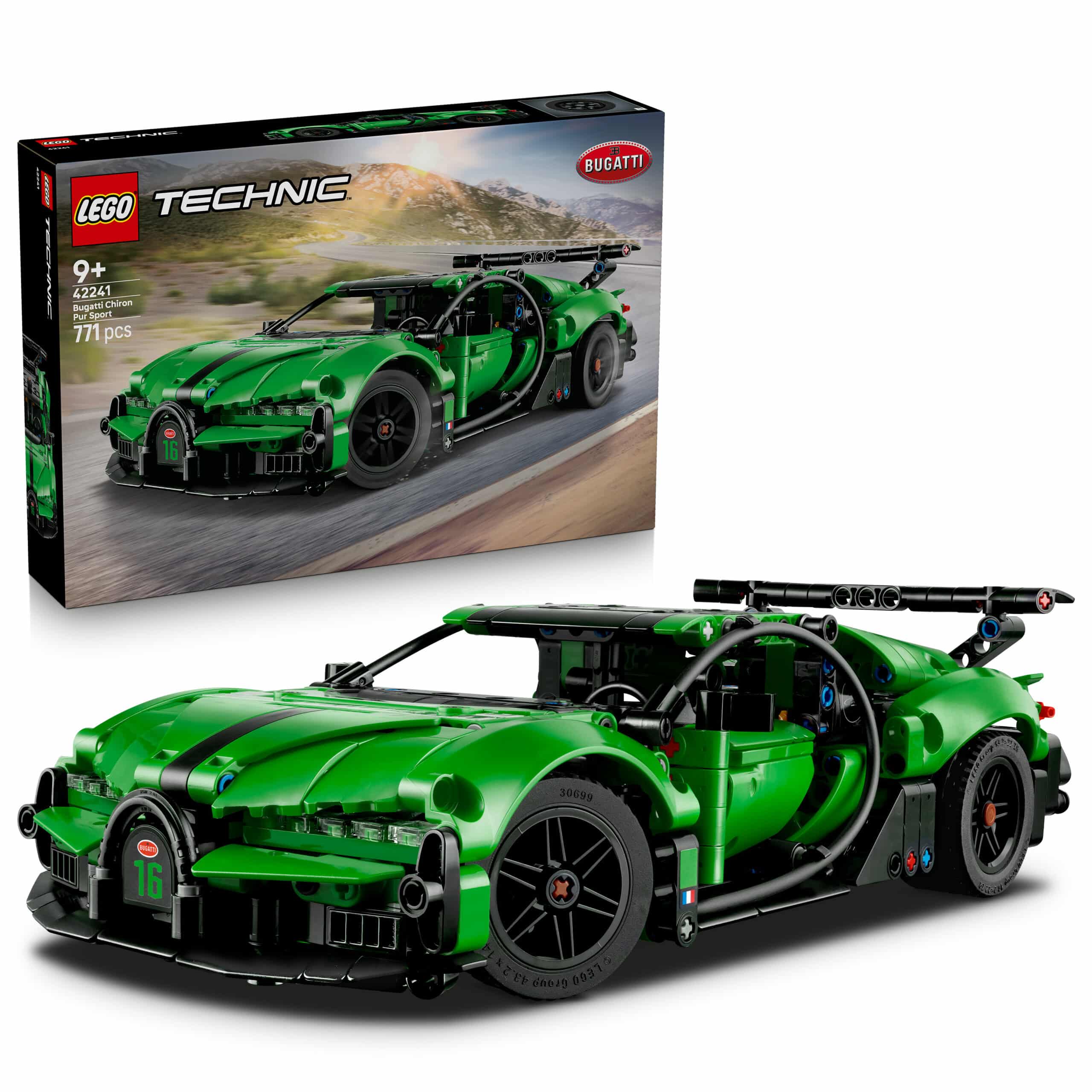 lego technic 42241 green bugatti chiron pur sport hypercar
