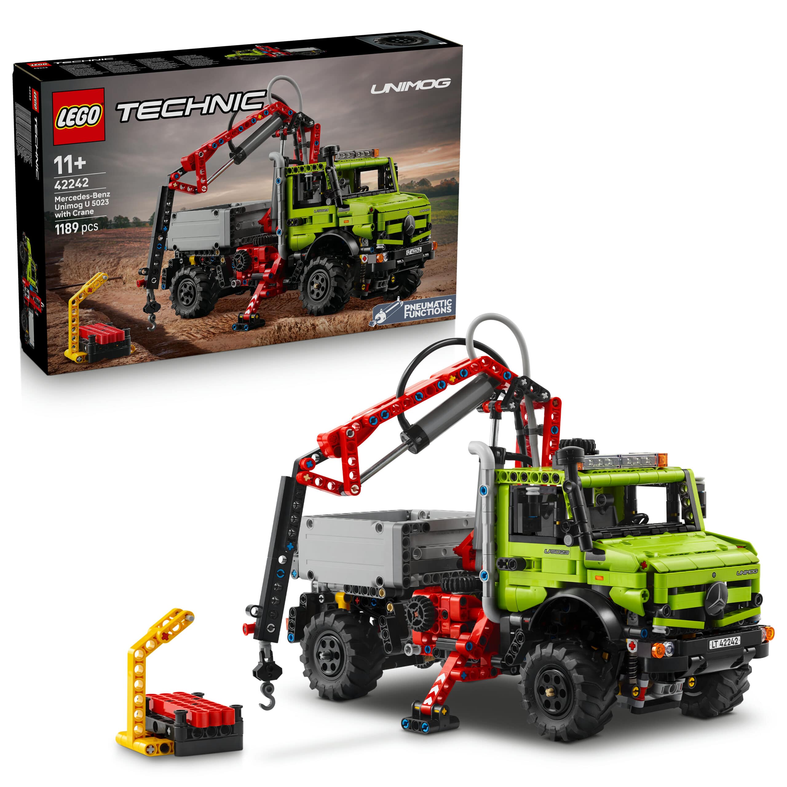 lego technic 42242 mercedes‑benz unimog u 5023 with crane