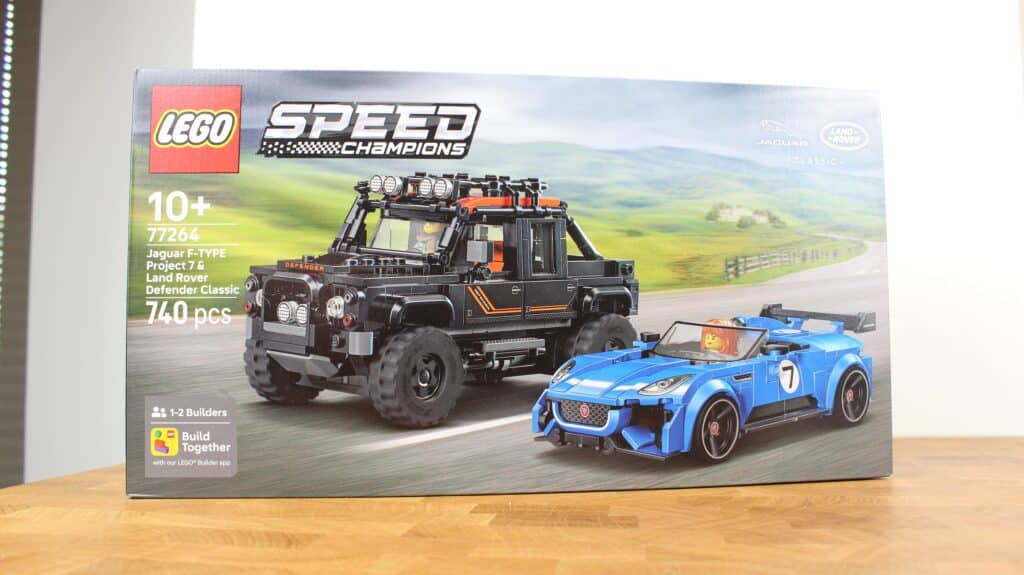 lego speed champions 77264 jaguar f type project 7 & land rover defender classic 02